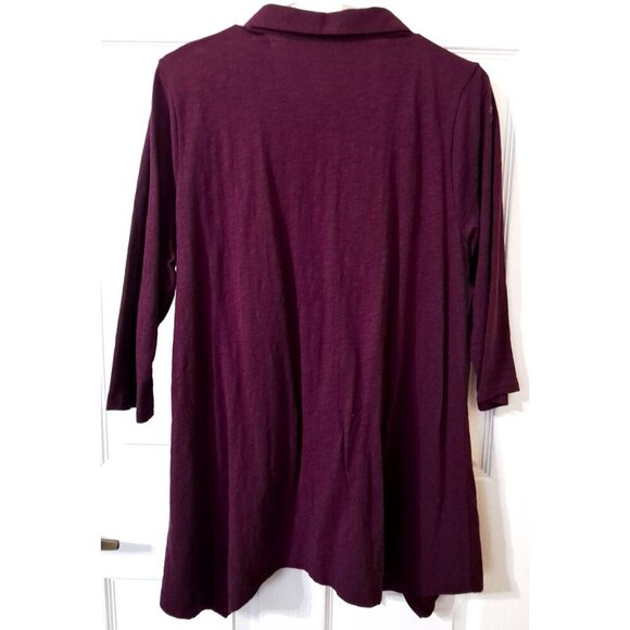 Soft Surroundings Women's M Burgundy 3/4 Sleeve Decorative Buttons/Snaps Tunic - Picture 3 of 13